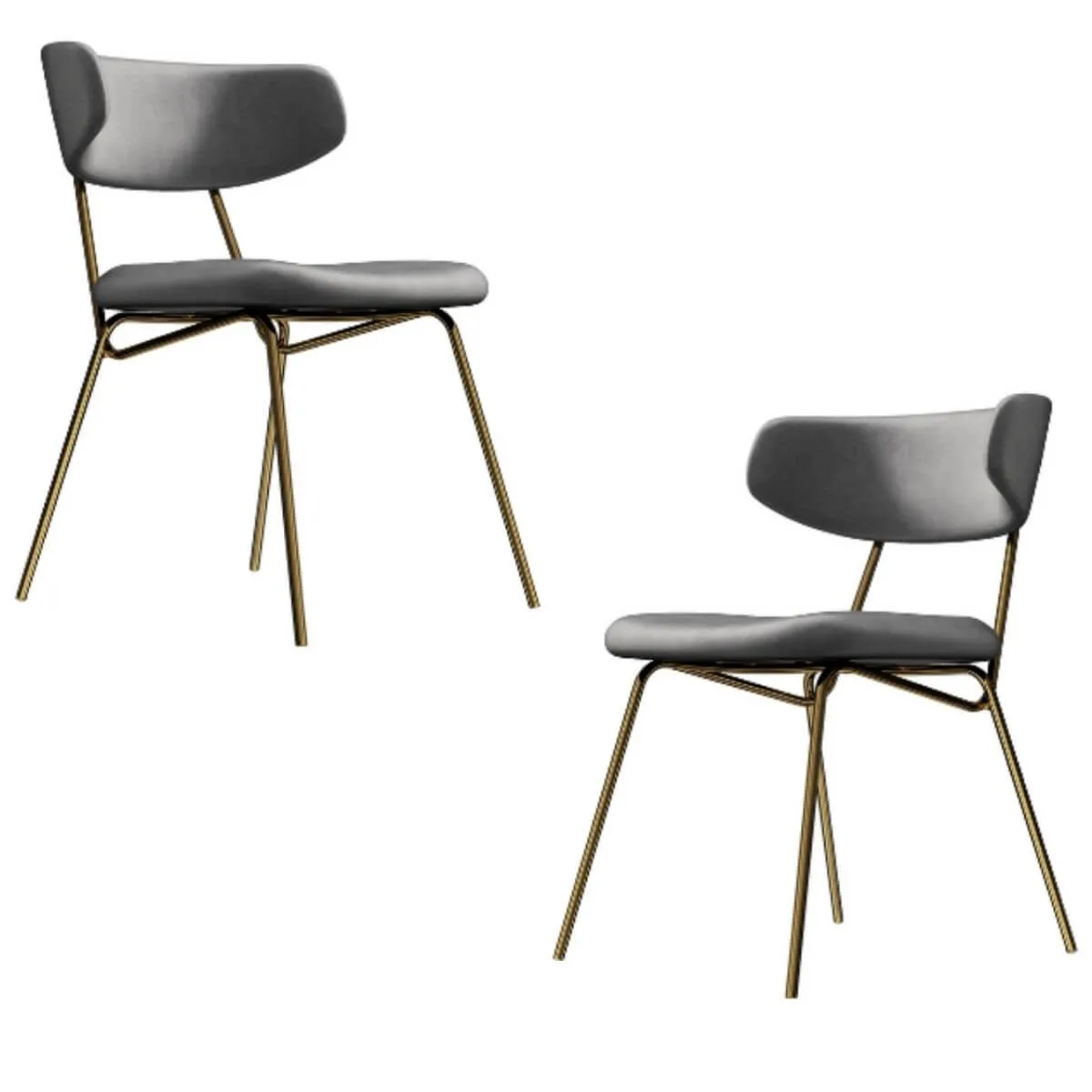 Kylie Modern Slategrey Dining Chair with Gold Legs Set of 2