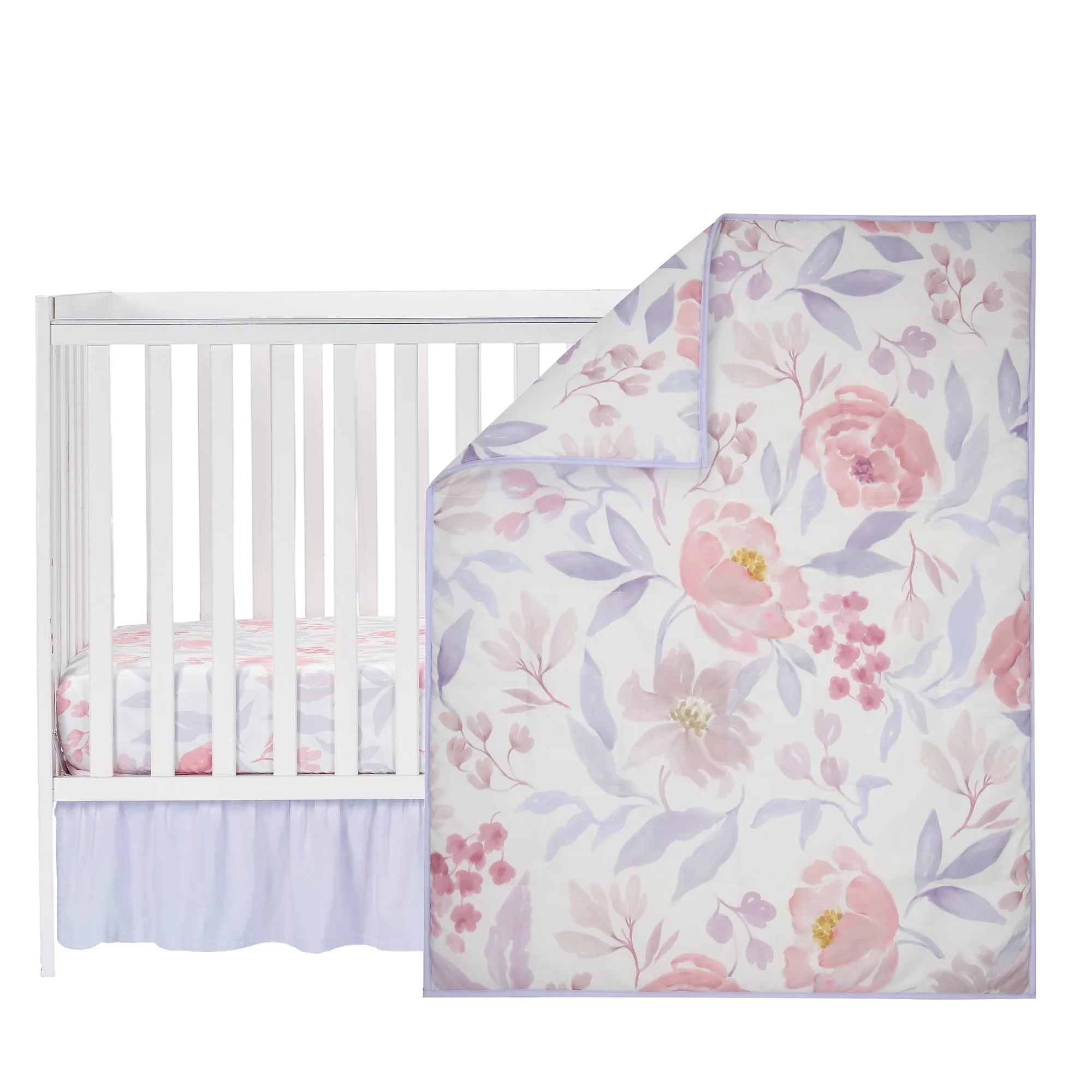 Lavender Floral 3-Piece Crib Bedding Set