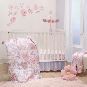 Lavender Floral 3-Piece Crib Bedding Set