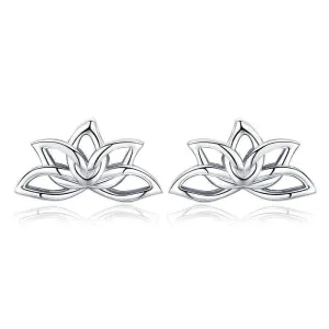 'Lotus Flower' Sterling Silver Stud Earrings