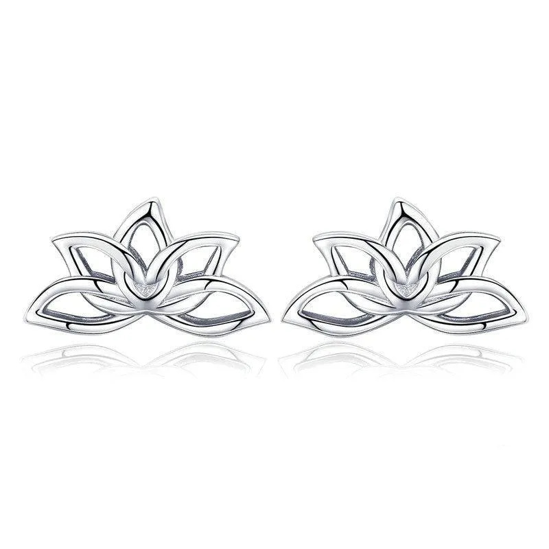 'Lotus Flower' Sterling Silver Stud Earrings