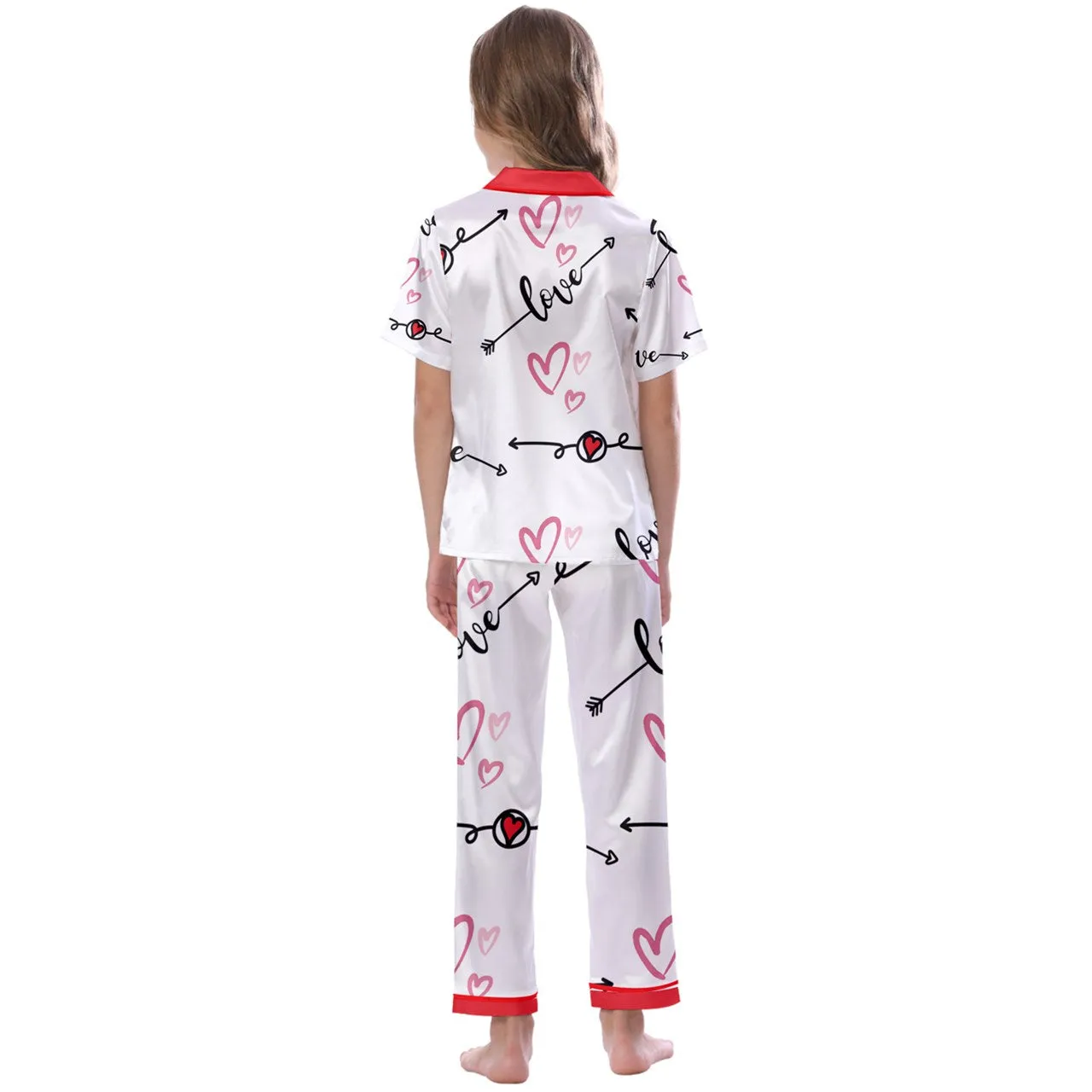 Love in Motion Kids' Satin Short Sleeve Pajamas Set