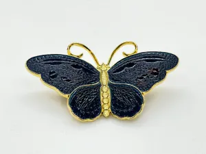 Lovely and Mystical Blue Black Butterfly Brooch