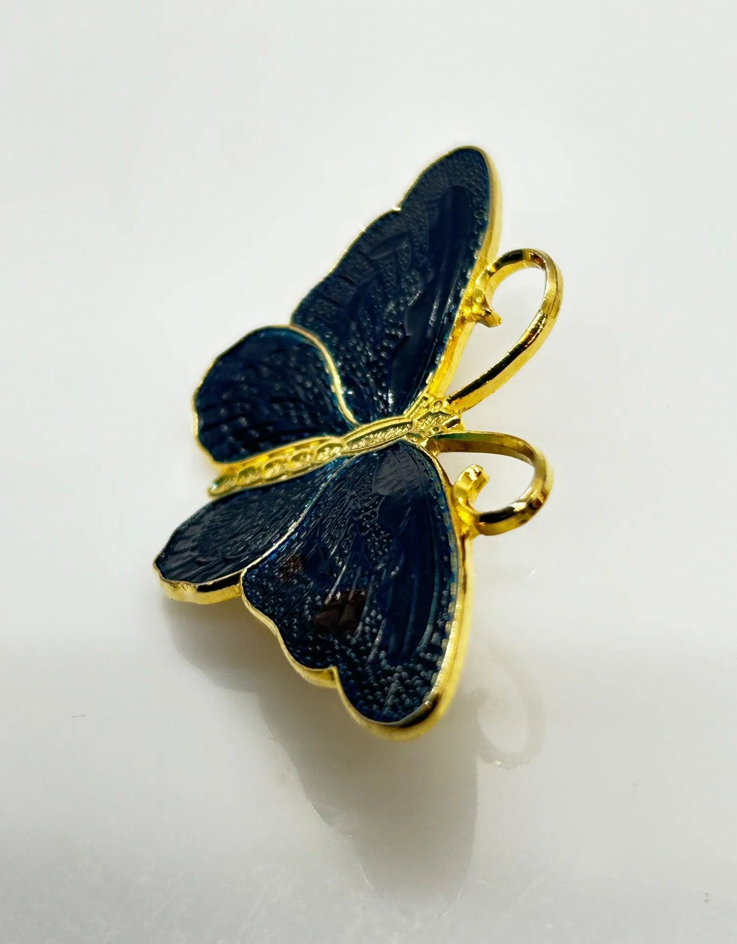 Lovely and Mystical Blue Black Butterfly Brooch