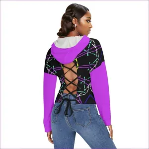 Mandala 2 Womens Drop-shoulder Backless Hoodie With String