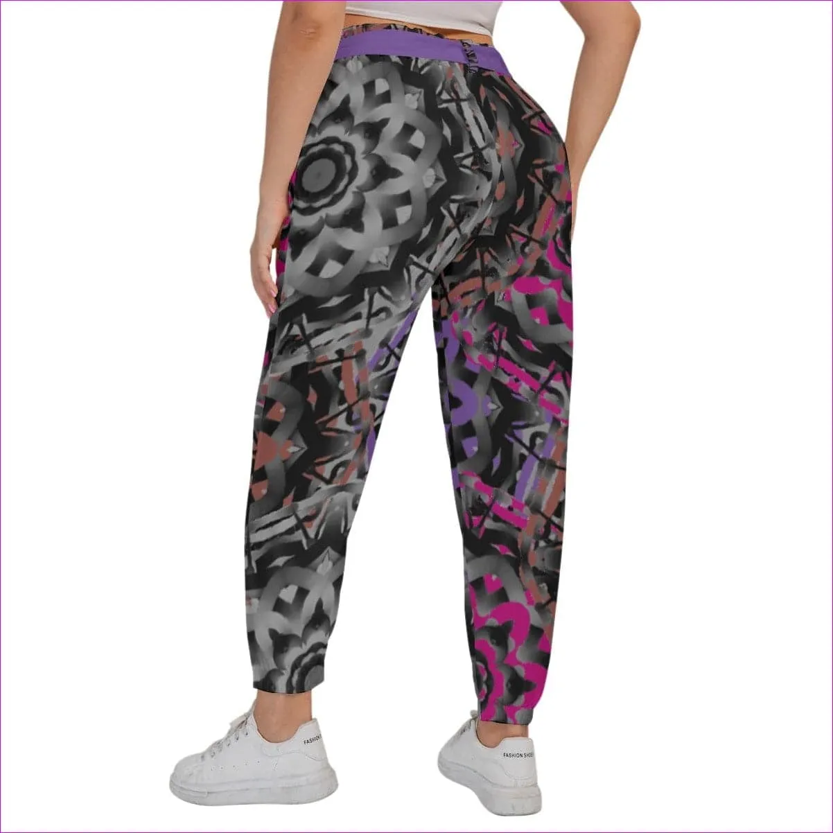 Mandala Graffiti Women’s Trousers With Waist Belt Voluptuous ( ) Plus Size