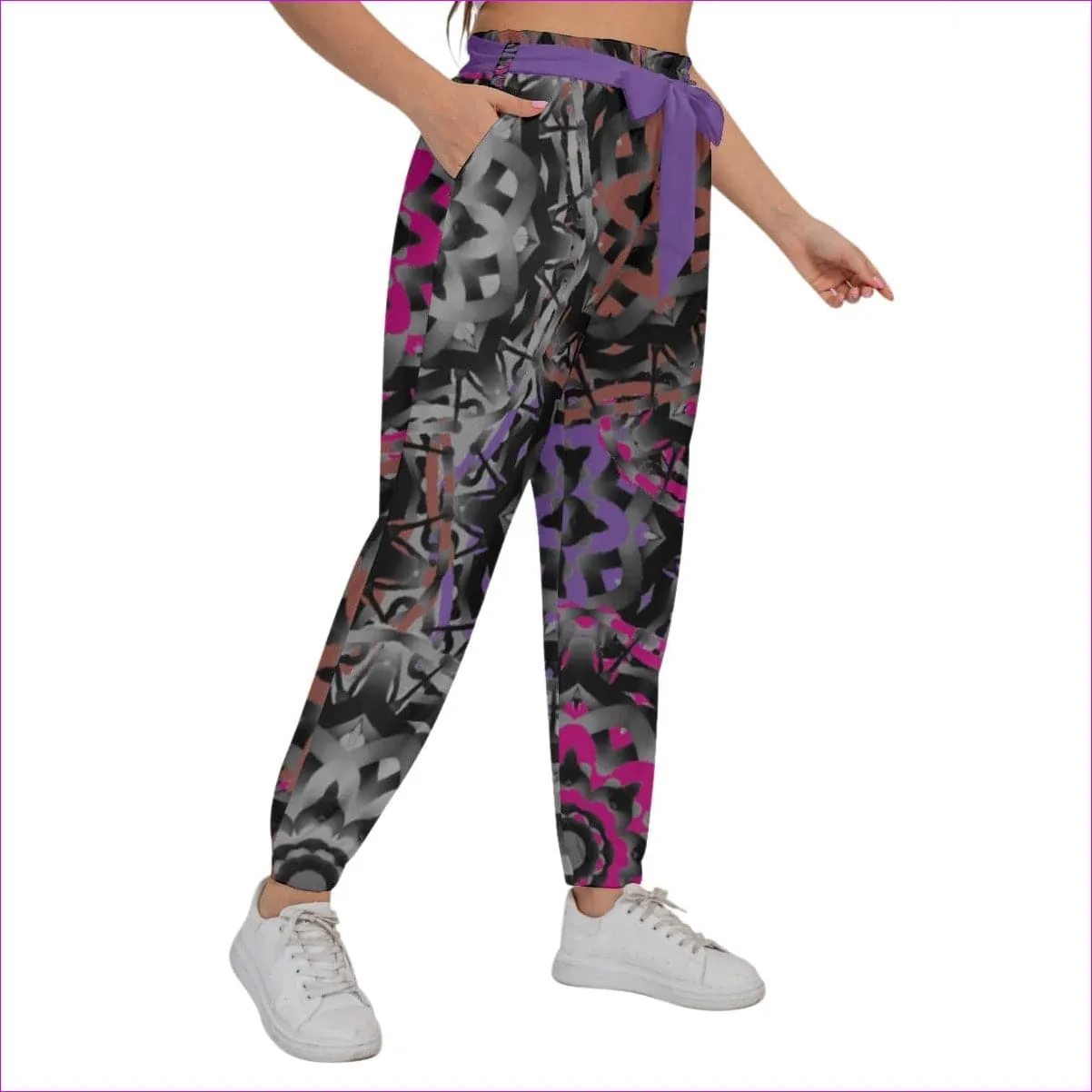 Mandala Graffiti Women’s Trousers With Waist Belt Voluptuous ( ) Plus Size