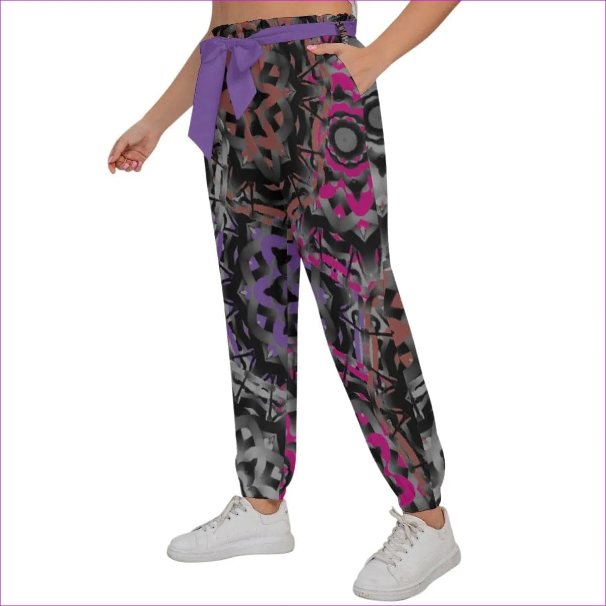 Mandala Graffiti Women’s Trousers With Waist Belt Voluptuous ( ) Plus Size