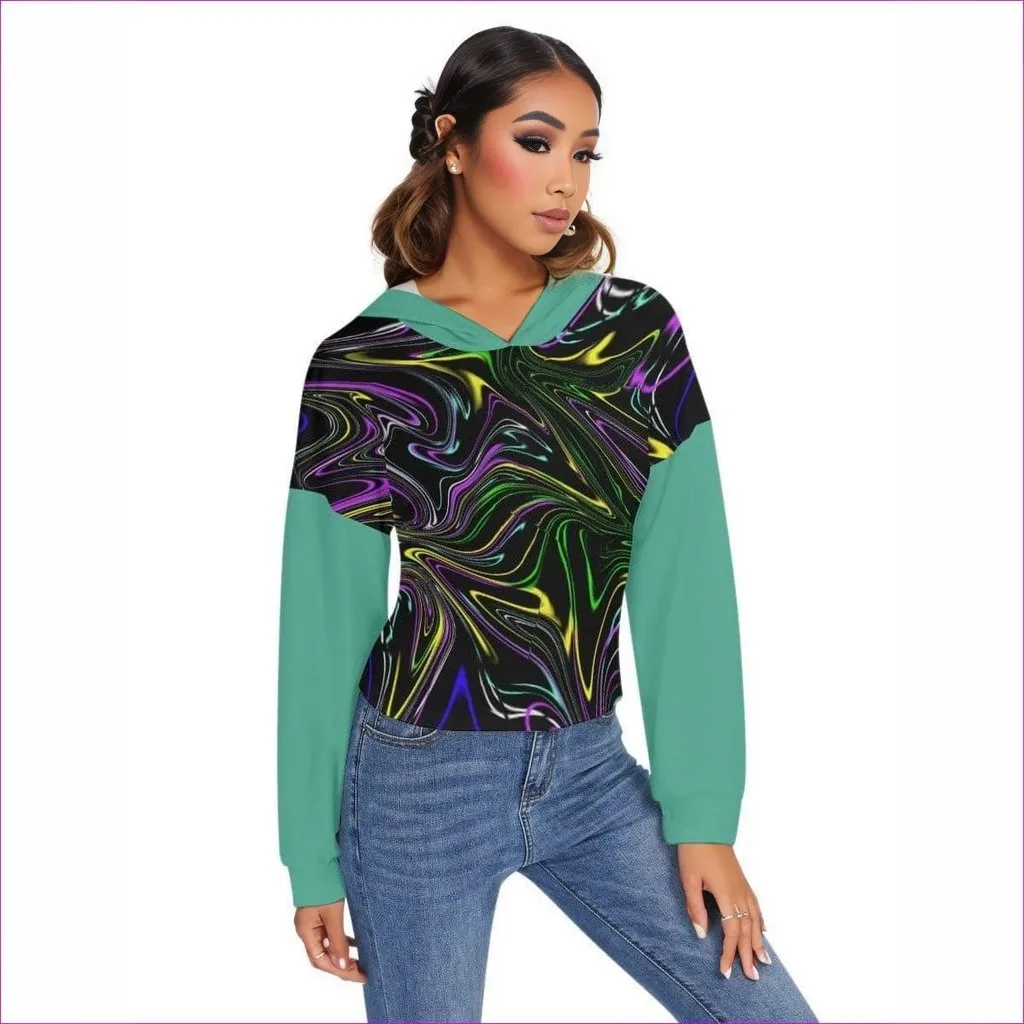 Mandala Skewed Womens Drop-shoulder Backless Hoodie With String