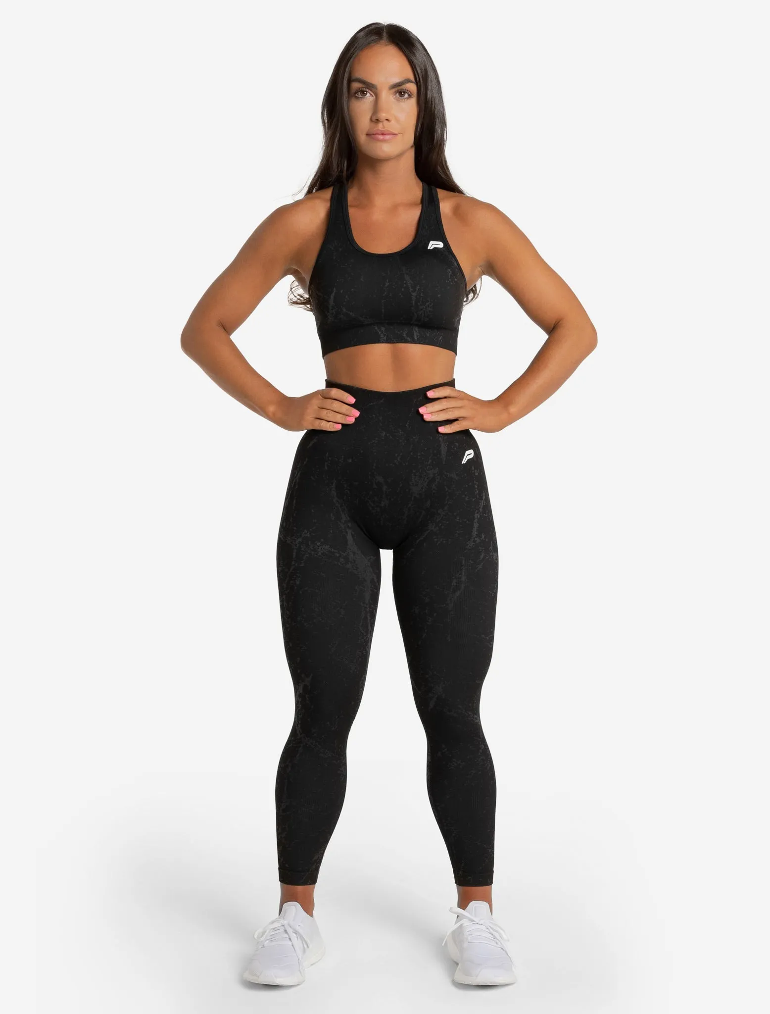 Marble Seamless Sports Bra - Black