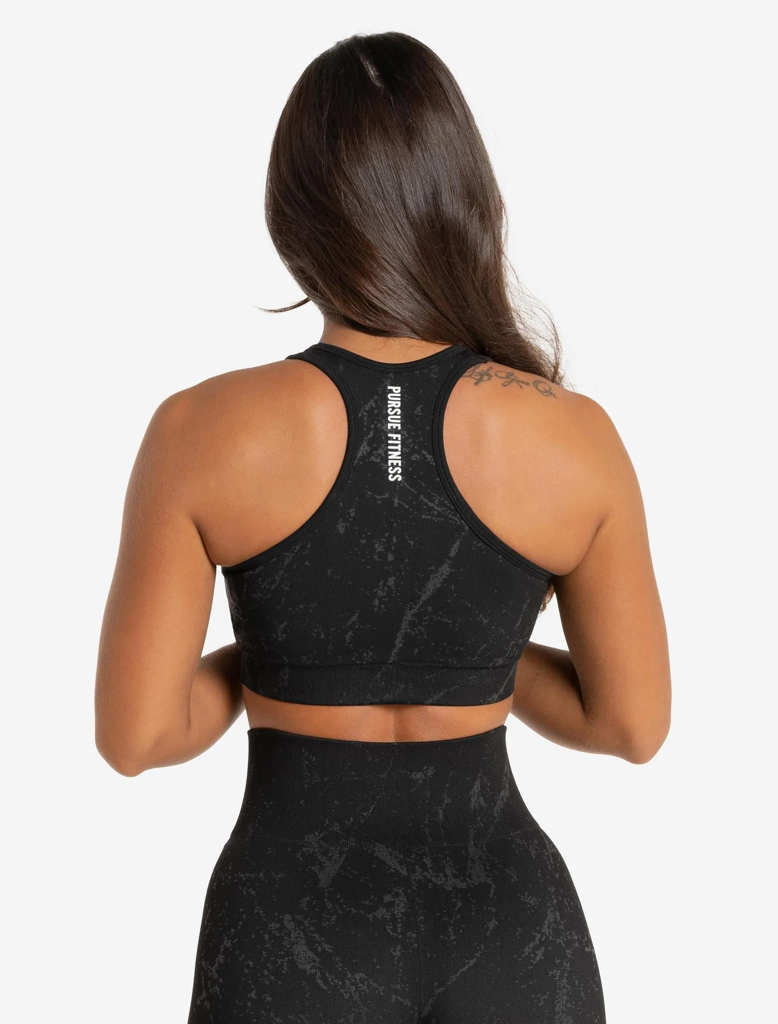 Marble Seamless Sports Bra - Black