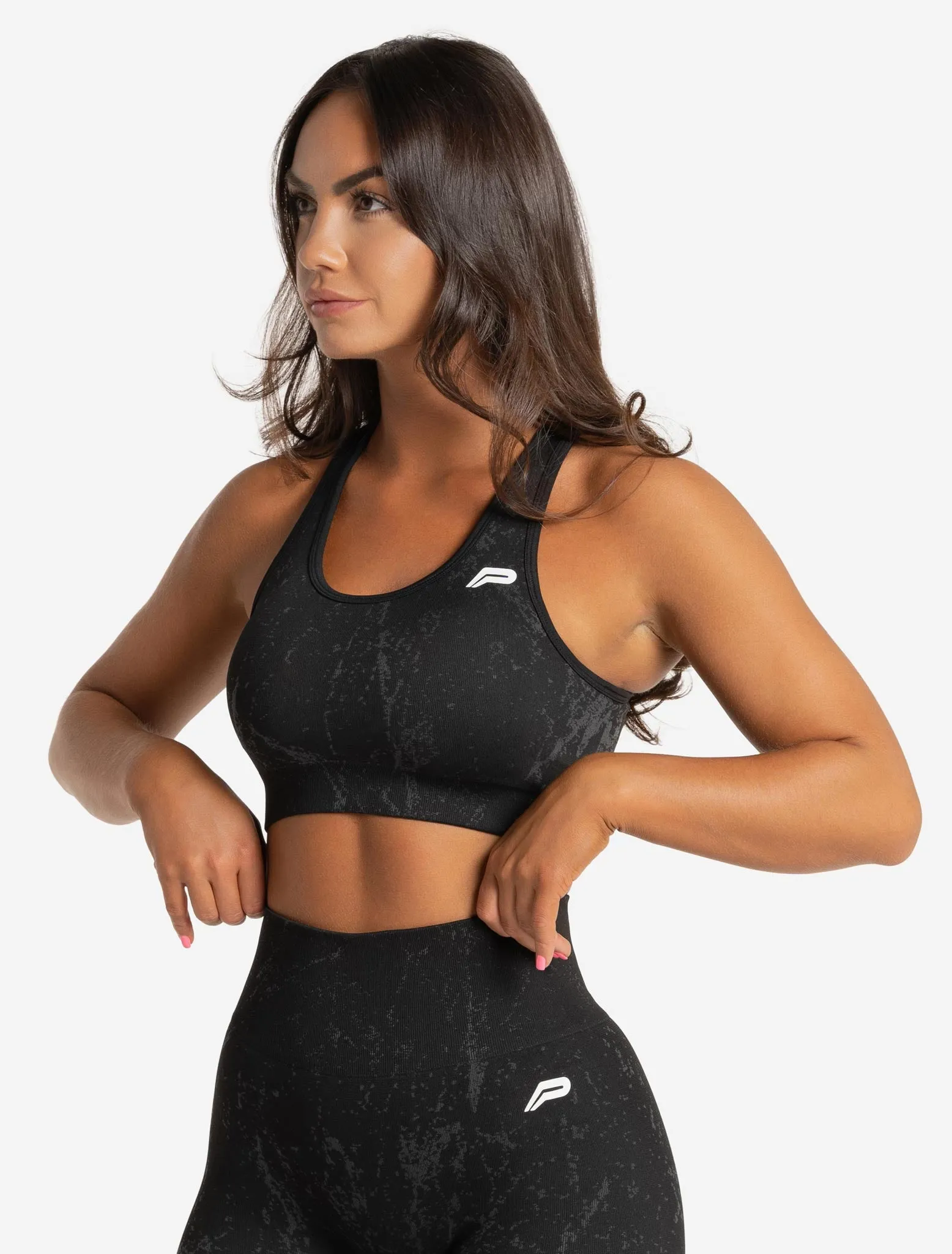 Marble Seamless Sports Bra - Black