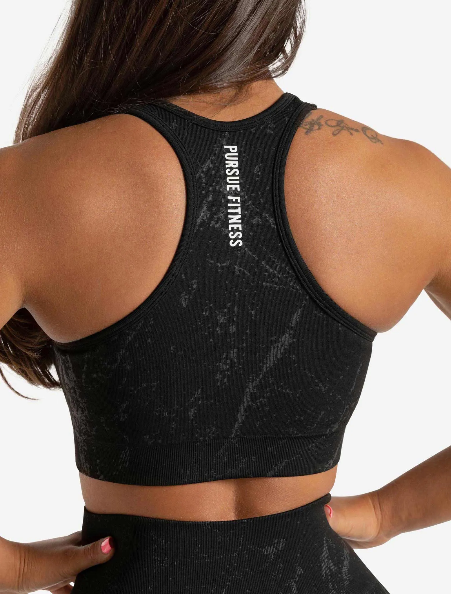 Marble Seamless Sports Bra - Black