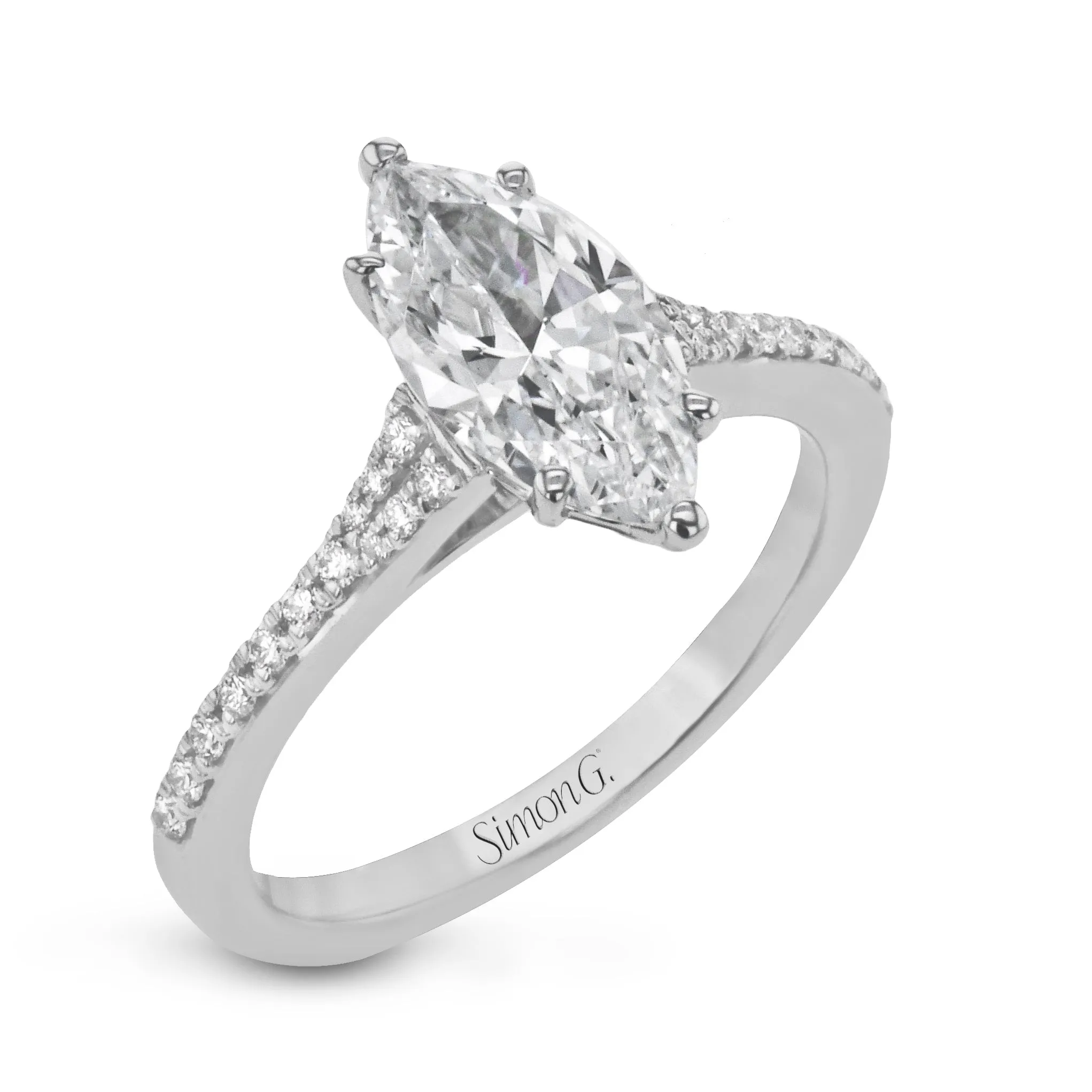 Marquise-Cut Engagement Ring In 18k Gold With Diamonds