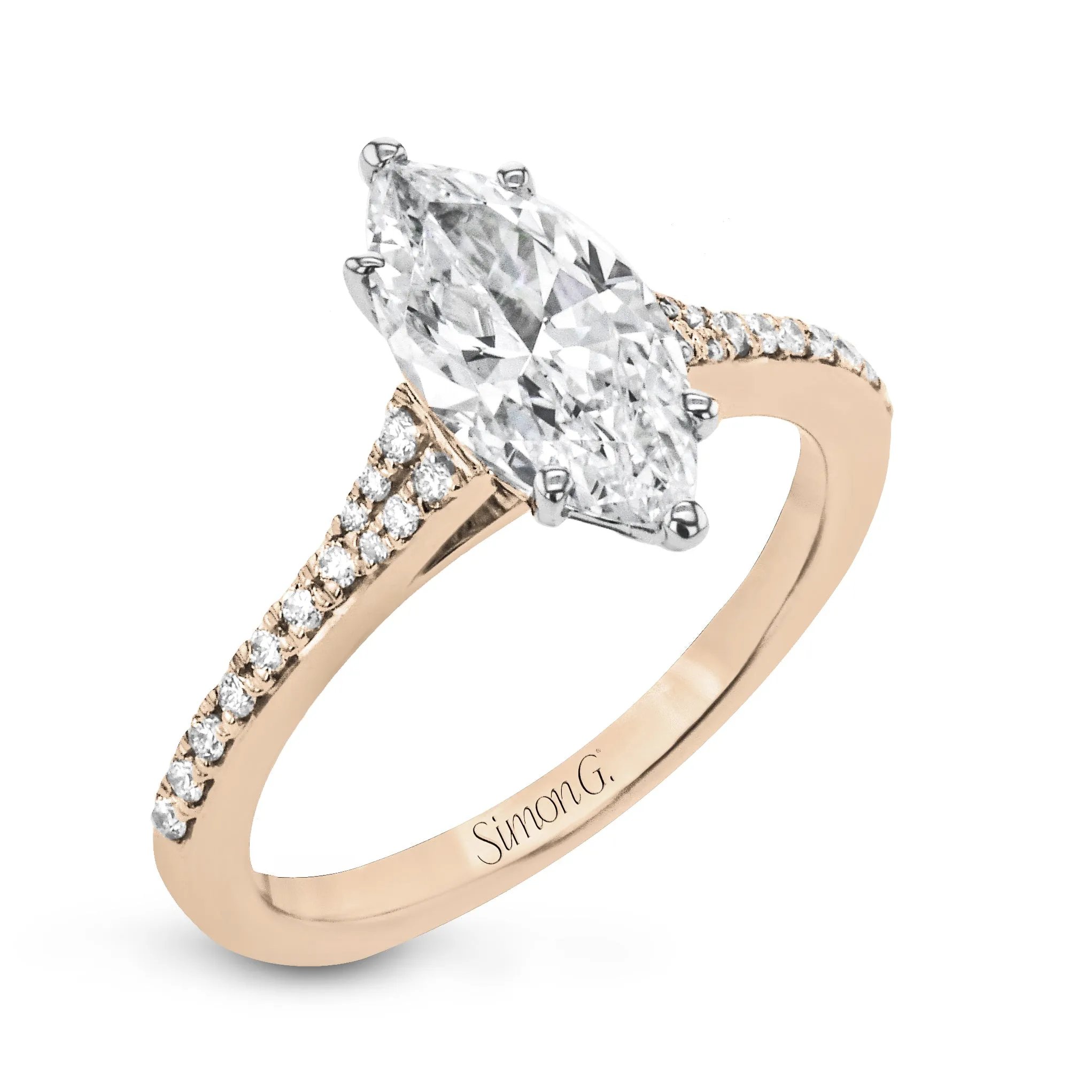 Marquise-Cut Engagement Ring In 18k Gold With Diamonds