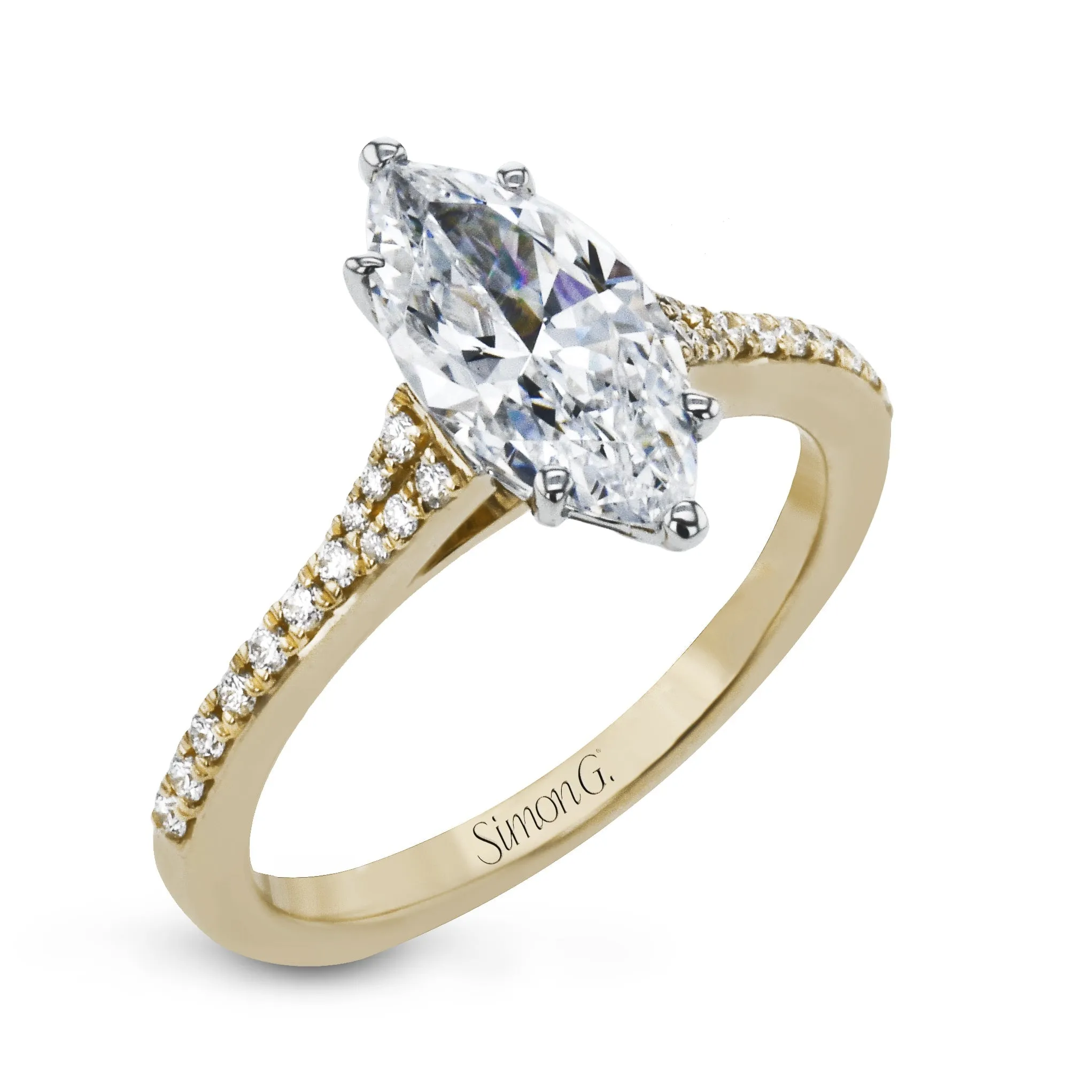 Marquise-Cut Engagement Ring In 18k Gold With Diamonds