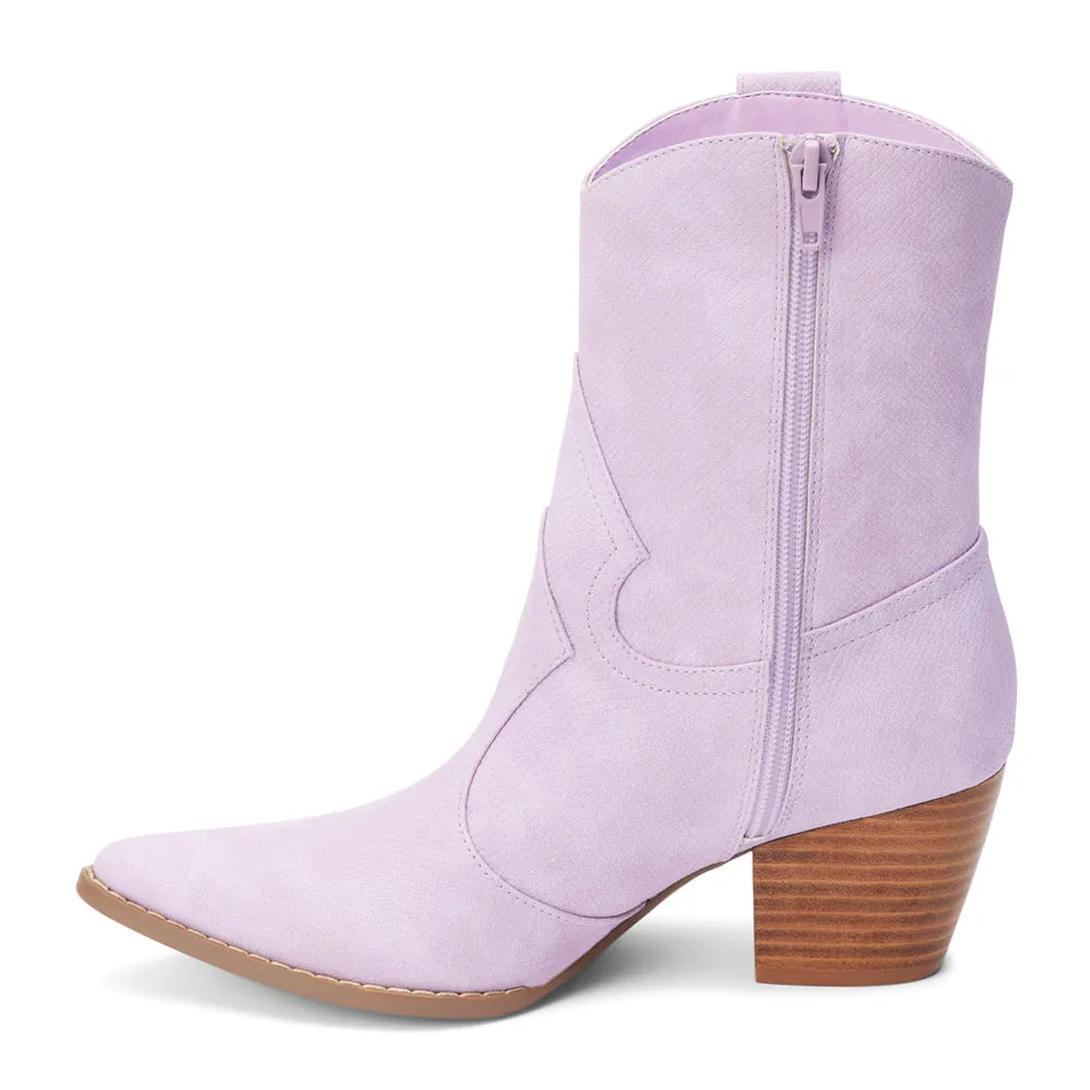 Matisse Bambi Snake Print Ankle Booties in Lavender