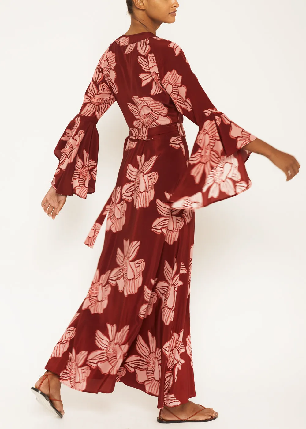 Melanie Bordeaux Wrap Maxi Dress