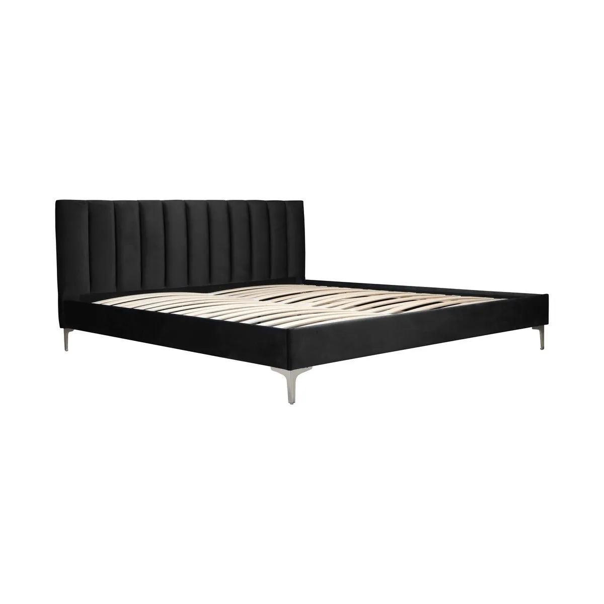 Melina Black King Upholstered Platform Bed