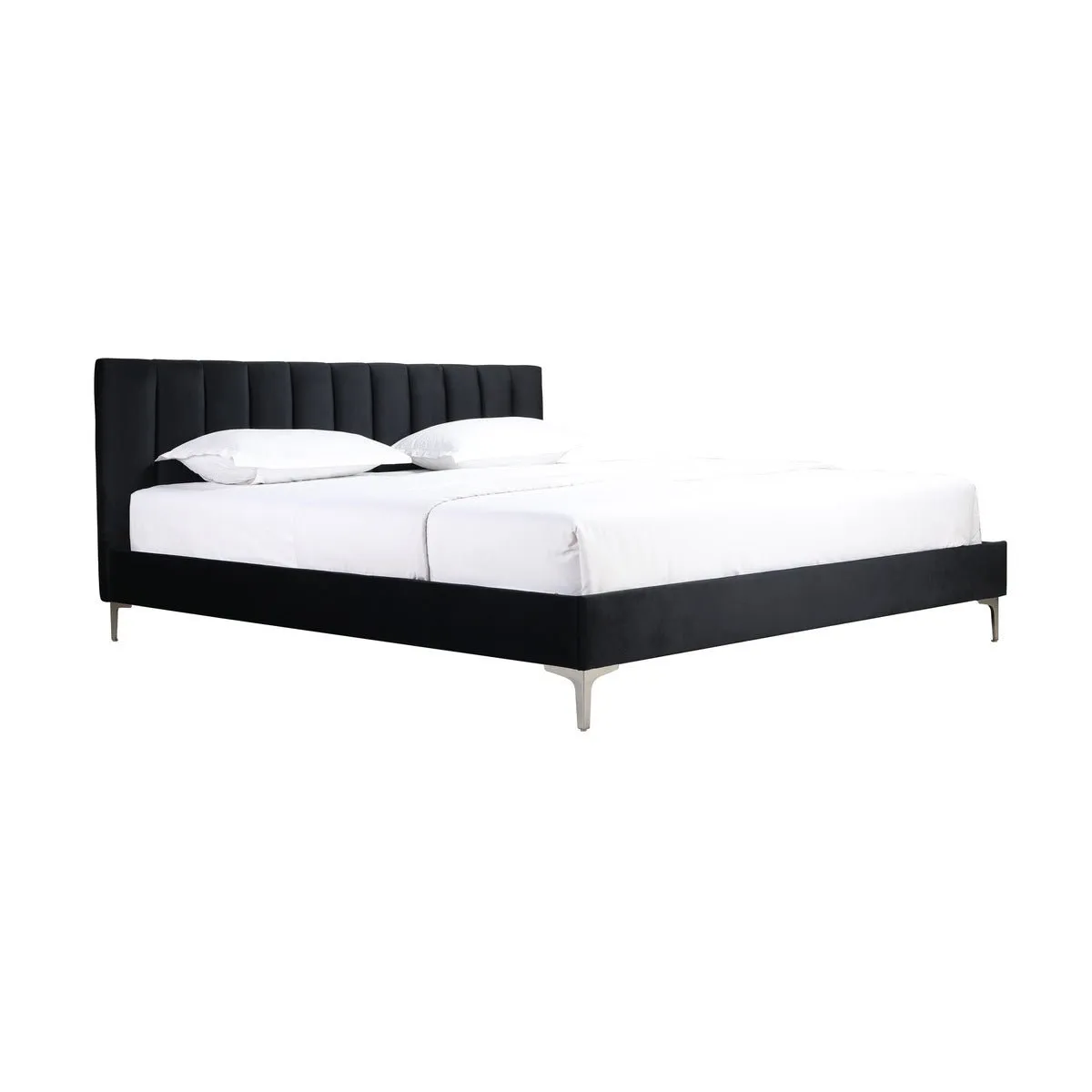 Melina Black King Upholstered Platform Bed