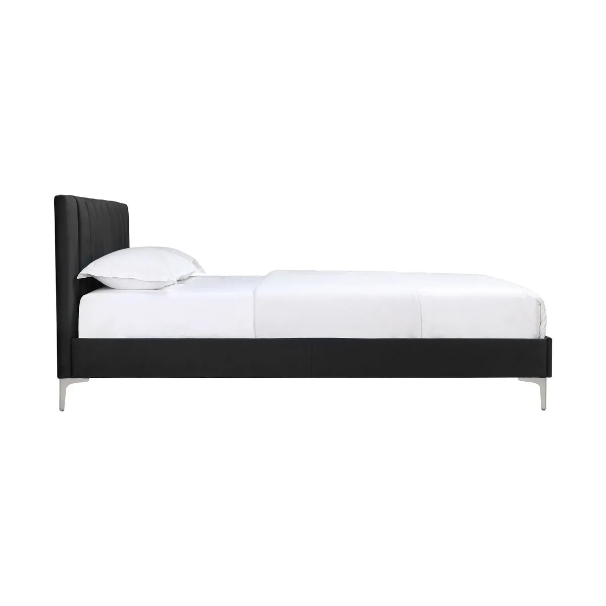 Melina Black Queen Upholstered Platform Bed