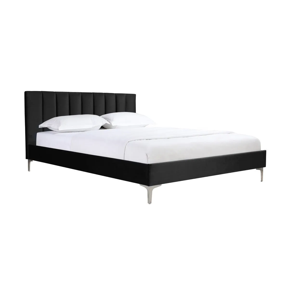 Melina Black Queen Upholstered Platform Bed