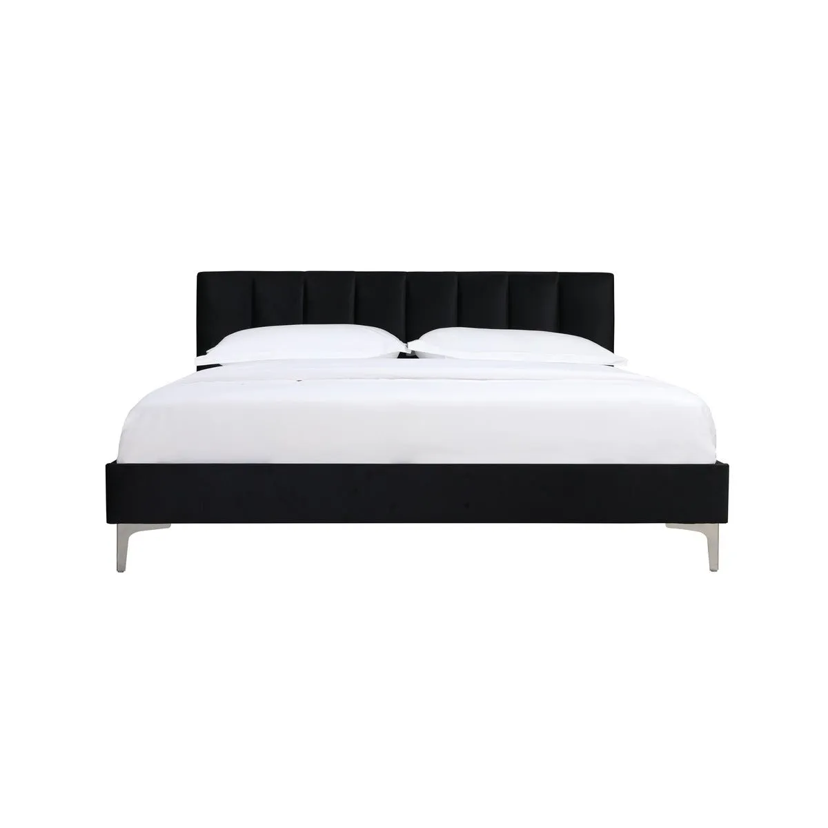 Melina Black Queen Upholstered Platform Bed