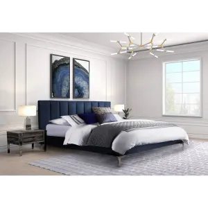 Melina Blue Full Upholstered Platform Bed