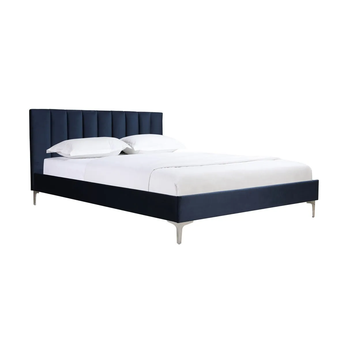 Melina Blue Queen Upholstered Platform Bed