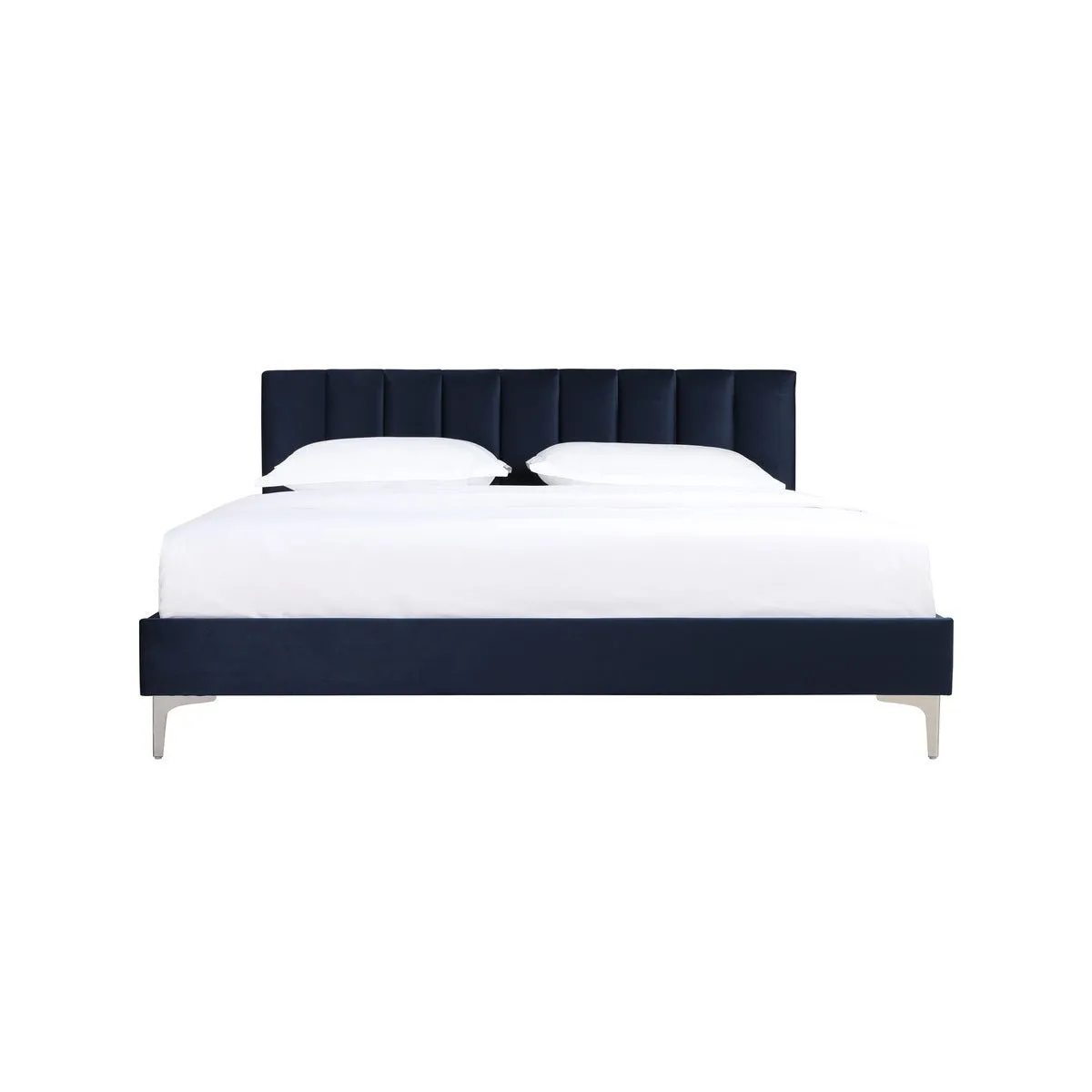 Melina Blue Queen Upholstered Platform Bed