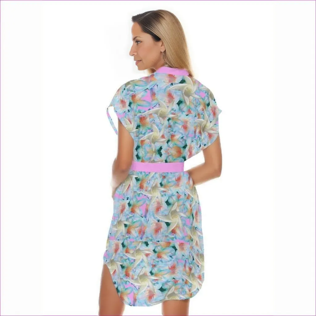 Midnight Floral Womens Casual Dress With Belt