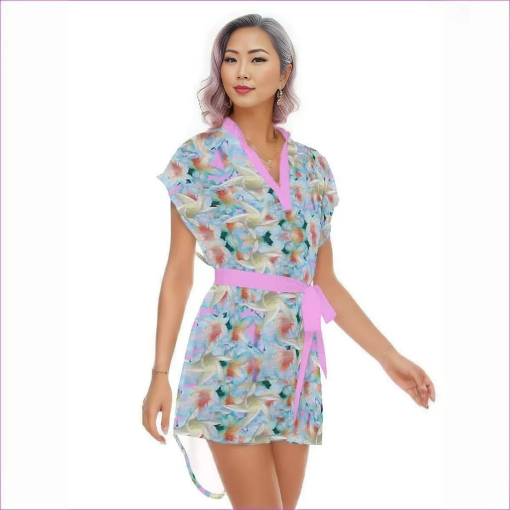 Midnight Floral Womens Casual Dress With Belt