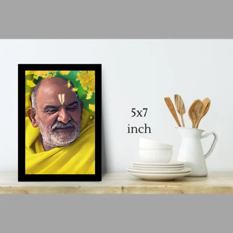 Neem Karoli Baba Photo Frame, Medium Size, Tabletop or Wall Mount, Graceful Smile Image-5x7 inch-106