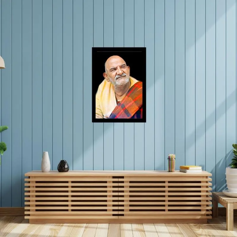 Neem Karoli Baba Photo Frame, Medium Size, Tabletop or Wall Mount, Graceful Smile Image-8x12 inch-107