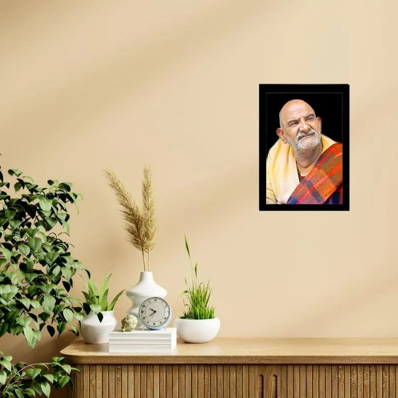 Neem Karoli Baba Photo Frame, Medium Size, Tabletop or Wall Mount, Graceful Smile Image-8x12 inch-107