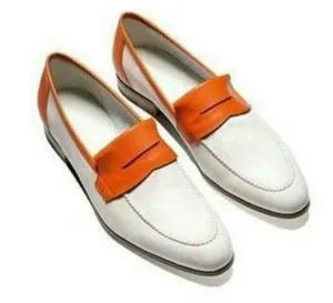 New Handmade men leather white loafers for men, men loafers, leather loafers