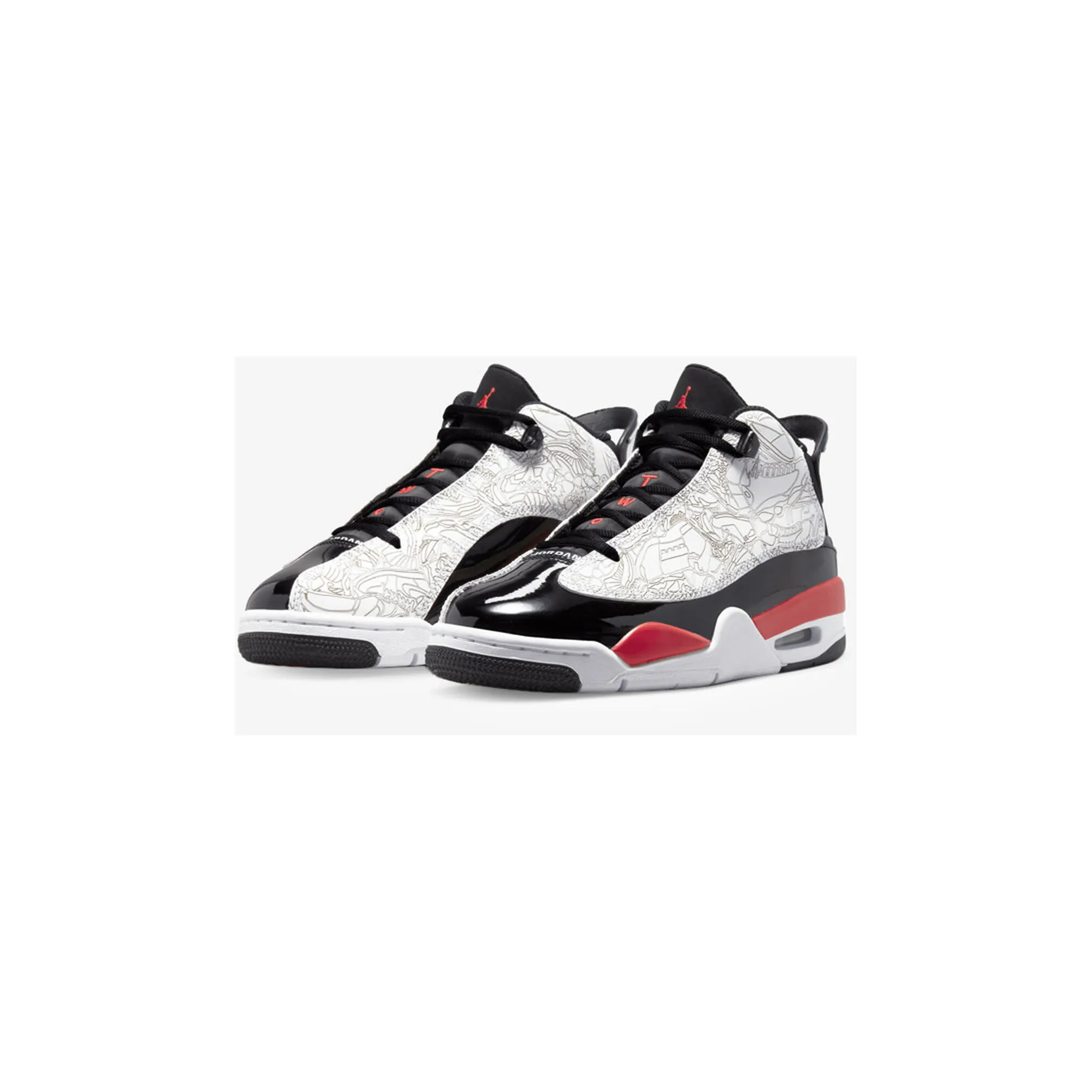 Nike Kid's Air Jordan Dub Zero Shoes - White / Fire Red / Black