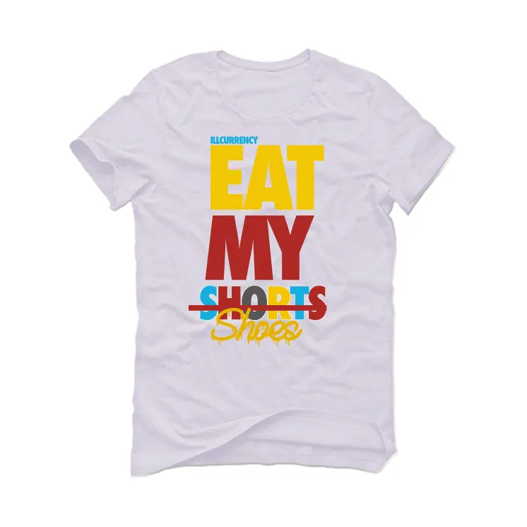 NIKE SB DUNK LOWS (Bart Simpson) | ILLCURRENCY White T-Shirt (EAT MY SHORTS)