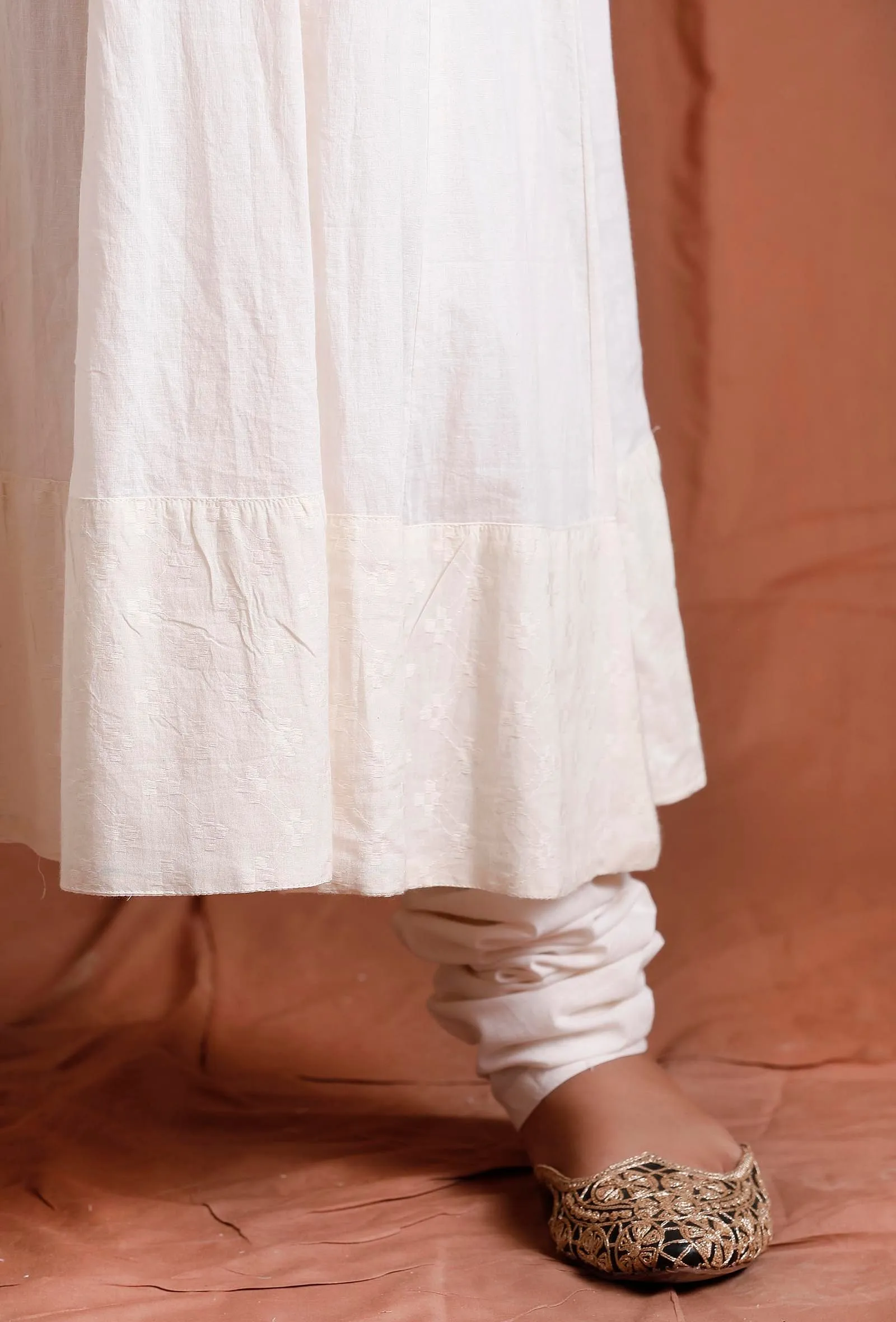 Off White Cotton Anarkali Kurta