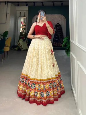 Off-White Tussar Silk Lehenga Choli Set