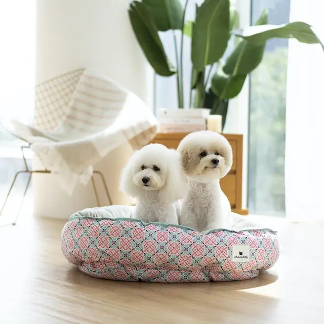 Ohpopdog Peranakan Inspired Bibik Pink 14 Reversible Dog Bed