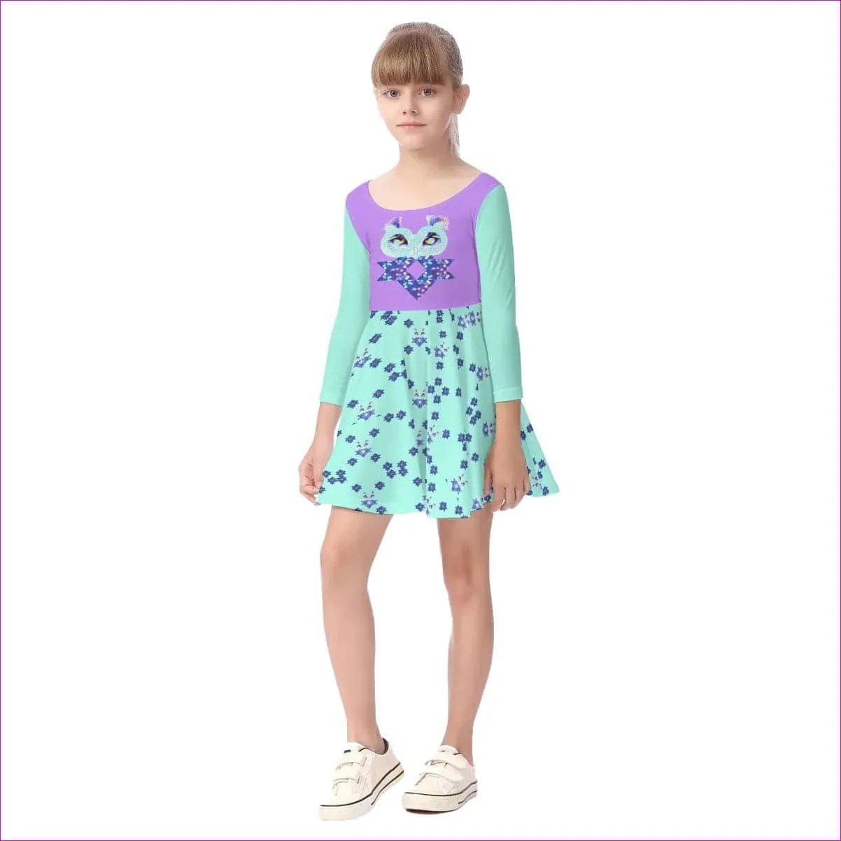 Owl-Some Kids Girls Long Sleeve Dress