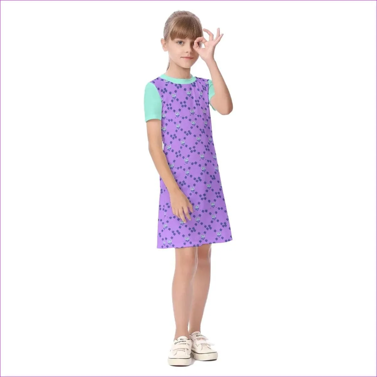 Owl-Some Kids Girls Short Sleeve Dress