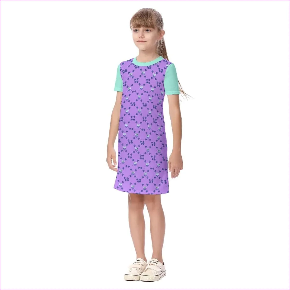 Owl-Some Kids Girls Short Sleeve Dress