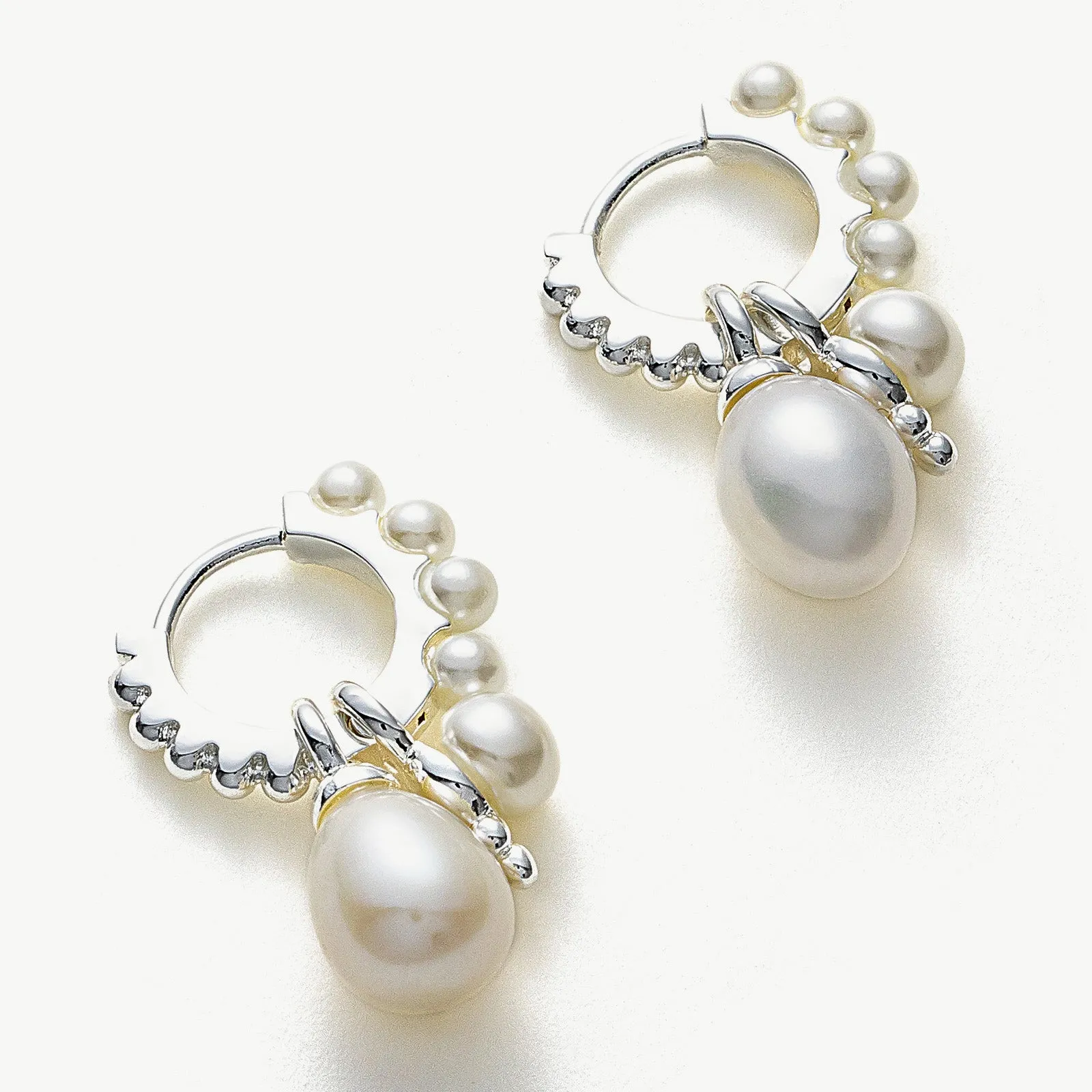 Pearl Huggie Hoops