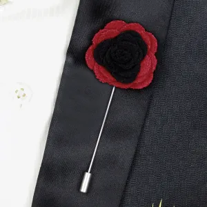 Peluche Graceful Bloom Black and Red Colored Brooch for Men