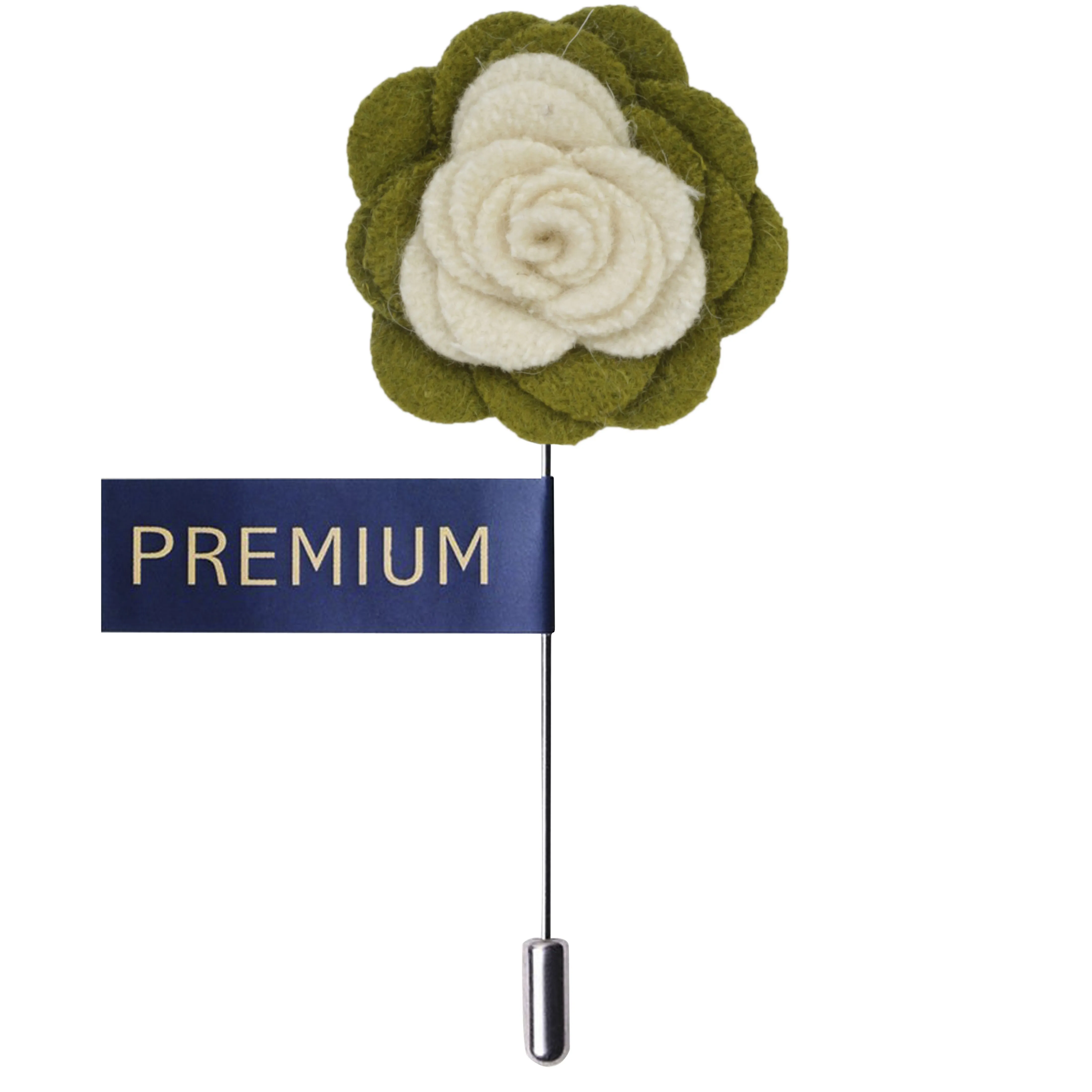 Peluche Graceful Bloom Cream and Green Colored Brooch for Men