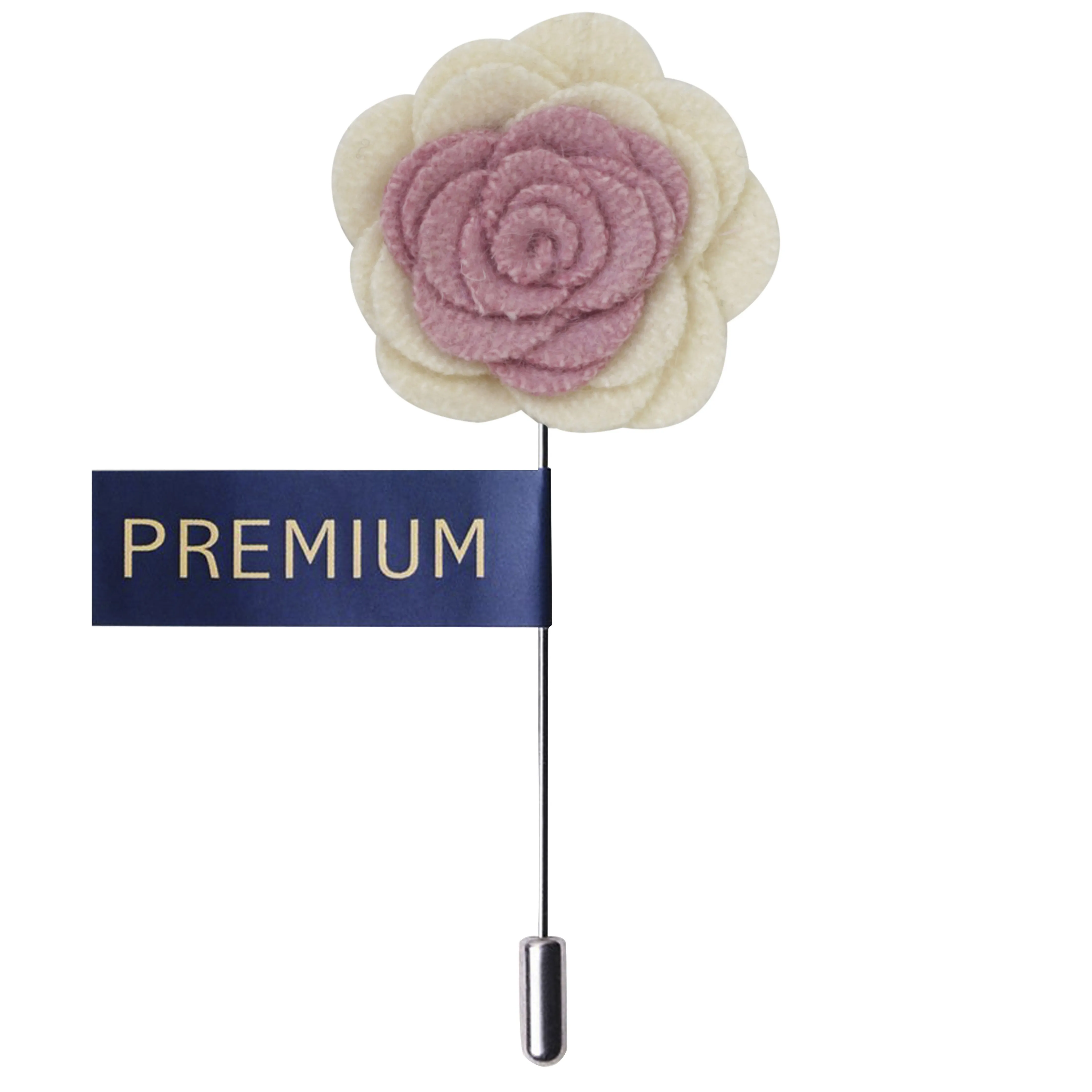 Peluche Graceful Bloom Pink and Cream Colored Brooch for Men