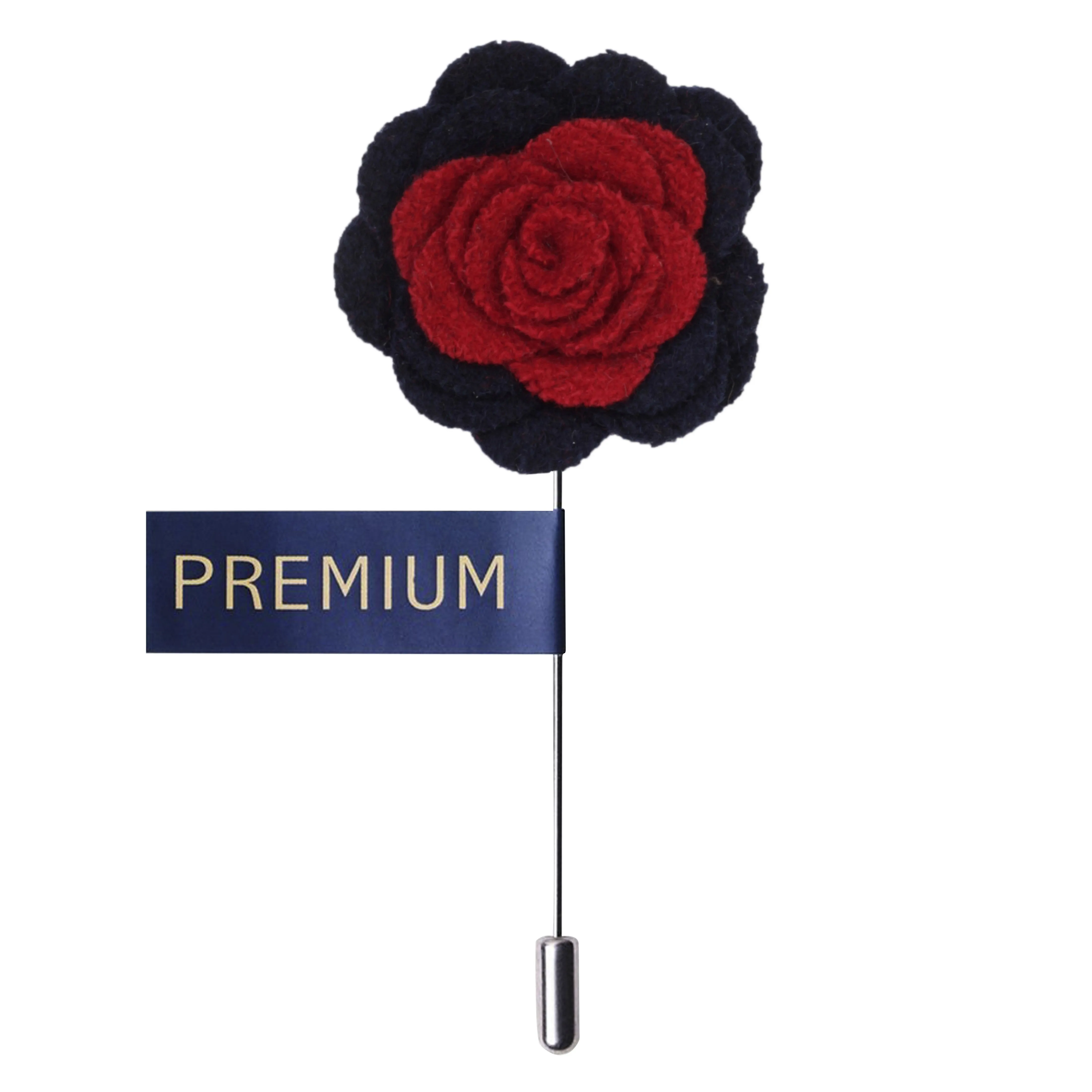 Peluche Graceful Bloom Red and Navy Blue Colored Brooch for Men