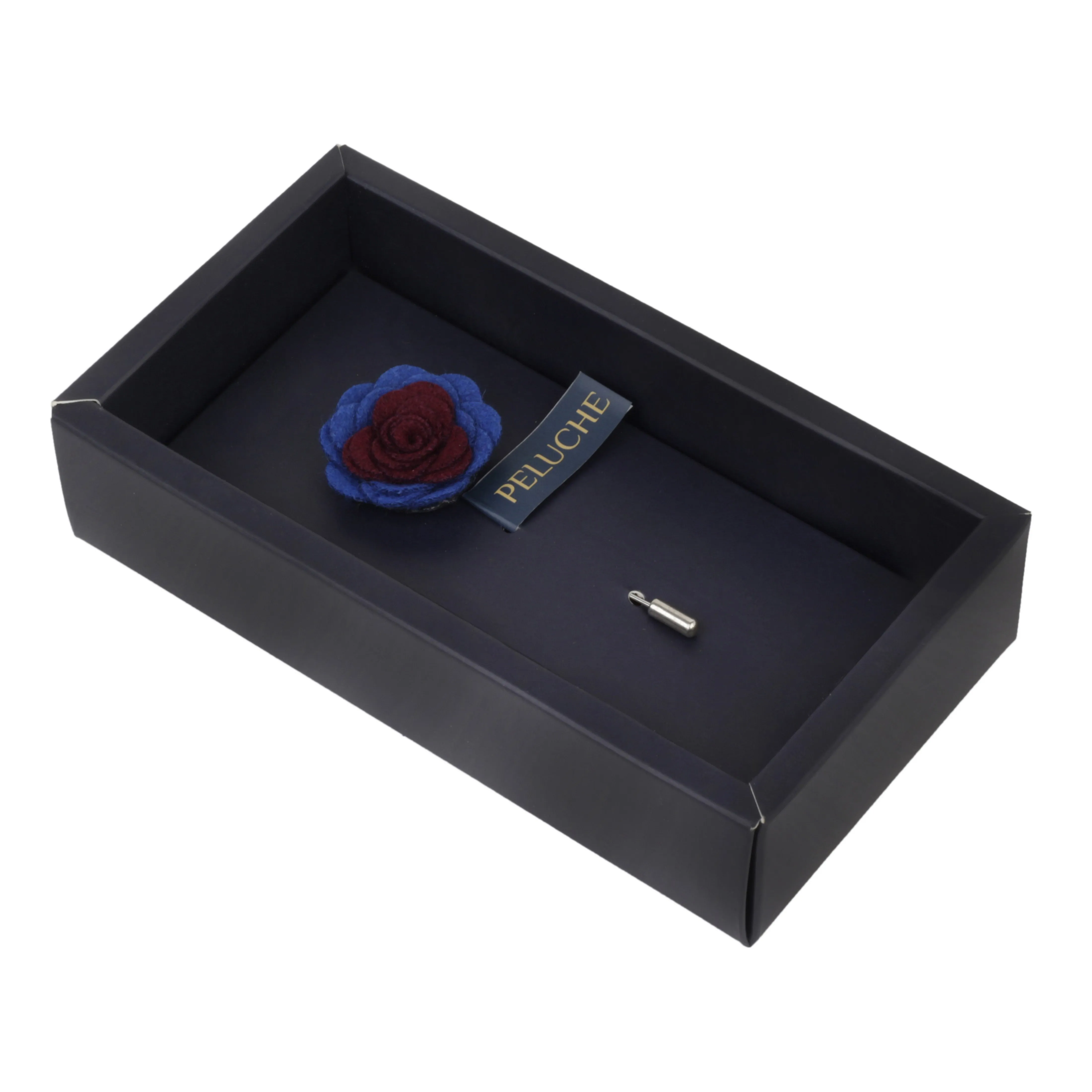 Peluche Graceful Bloom Wine and Royal Blue Colored Brooch for Men